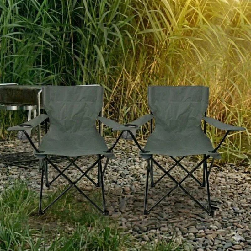 Set de 4 Sillas Plegable Camping Tanzania, Gris Oscuro, Incluye Bolsa de Transporte