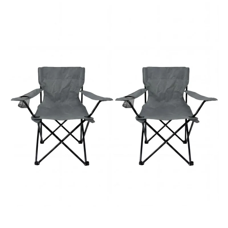 Set de 2 Sillas Plegable Camping Tanzania, Gris Oscuro, Incluye Bolsa de Transporte