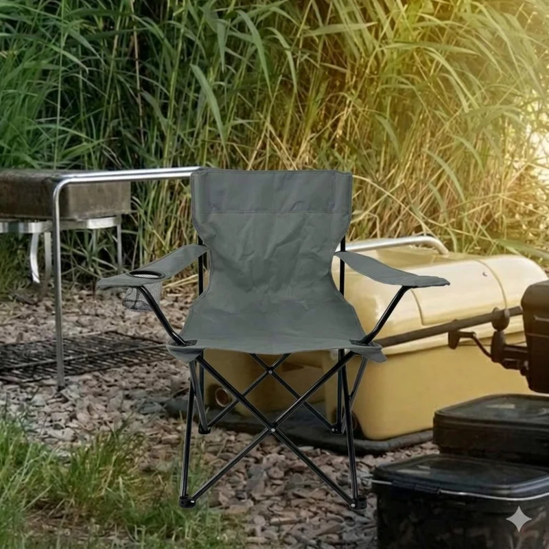 Set de 2 Sillas Plegable Camping Tanzania, Gris Oscuro, Incluye Bolsa de Transporte