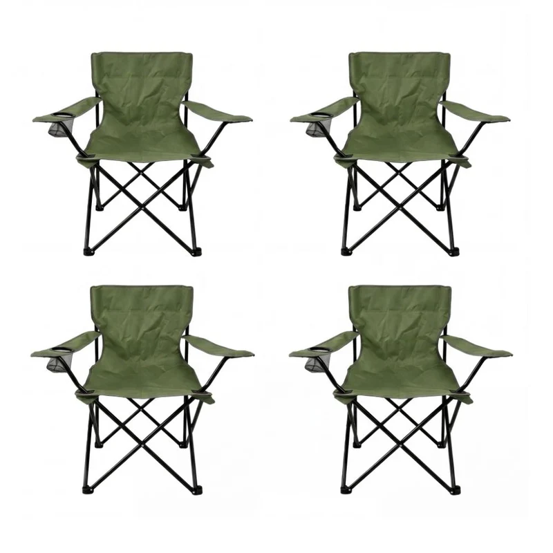 Set de 4 Sillas Plegable Camping Tanzania, Verde, Incluye Bolsa de Transporte