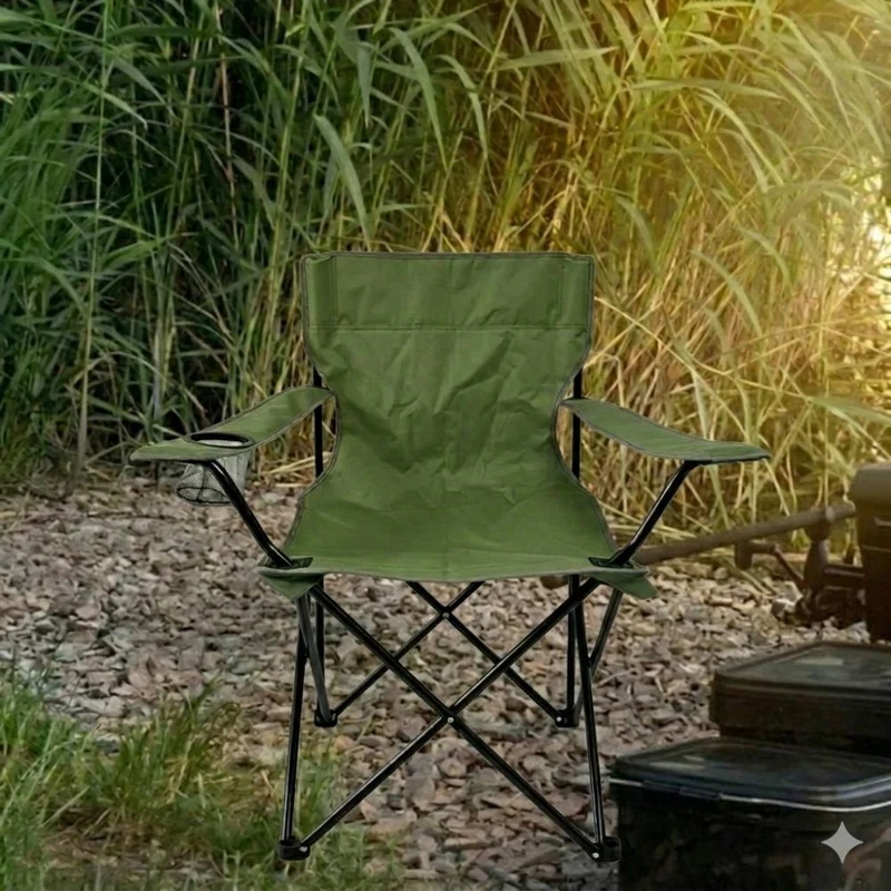 Set de 4 Sillas Plegable Camping Tanzania, Verde, Incluye Bolsa de Transporte