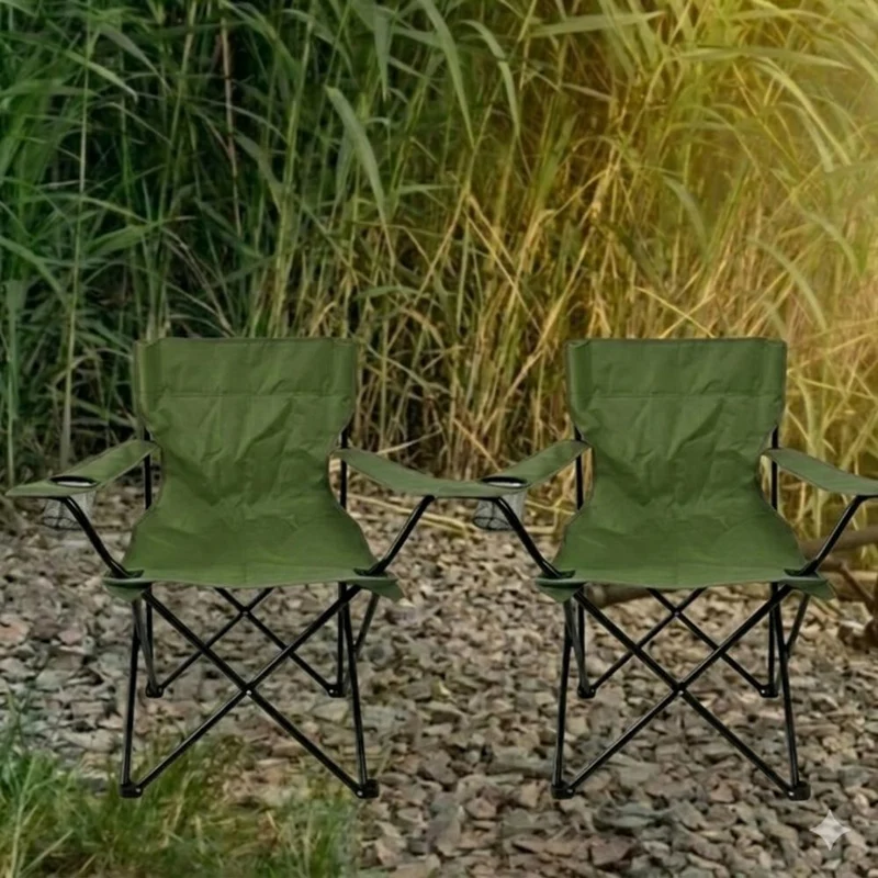 Set de 4 Sillas Plegable Camping Tanzania, Verde, Incluye Bolsa de Transporte