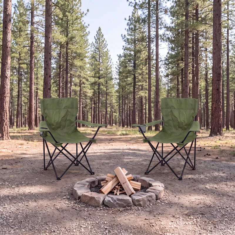 Set de 2 Sillas Plegable Camping Tanzania, Verde, Incluye Bolsa de Transporte