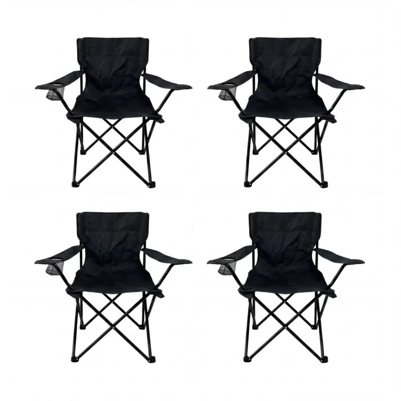 Set de 4 Sillas Plegable Camping Tanzania, Negro, Incluye Bolsa de Transporte