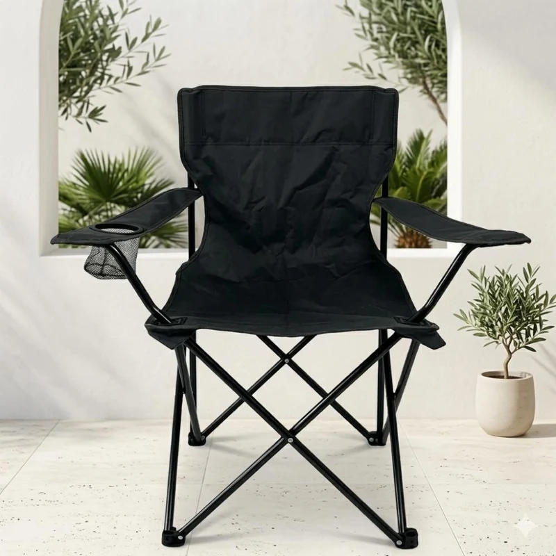 Set de 4 Sillas Plegable Camping Tanzania, Negro, Incluye Bolsa de Transporte