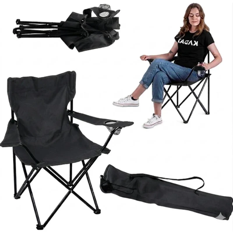 Set de 4 Sillas Plegable Camping Tanzania, Negro, Incluye Bolsa de Transporte