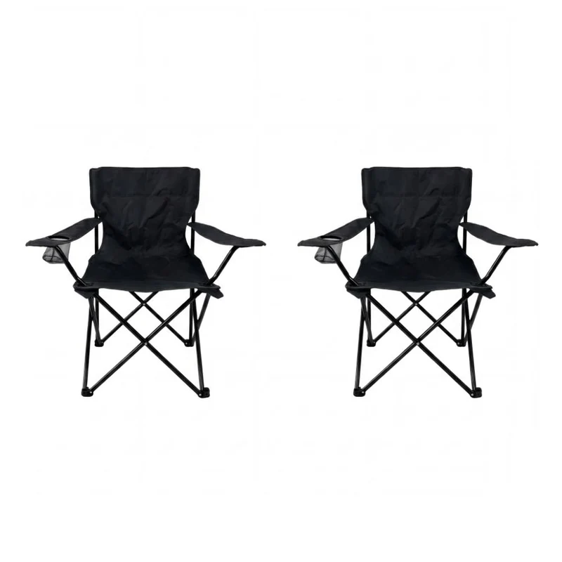 Set de 2 Sillas Plegable Camping Tanzania, Negro, Incluye Bolsa de Transporte
