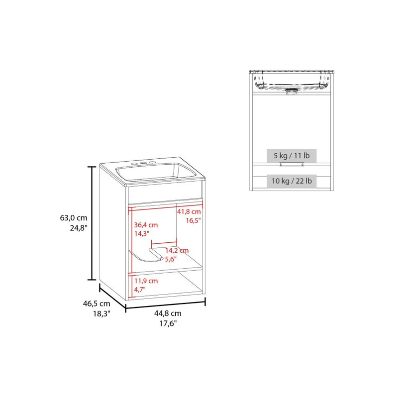 Mueble para Lavamanos Nissi, Fresno Europeo, Incluye Lavamanos Praia 45x45 ZF