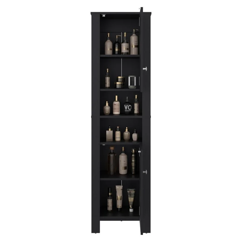 Mueble Auxiliar para Baño Vanes, Wengue, con espacio para objetos decorativos