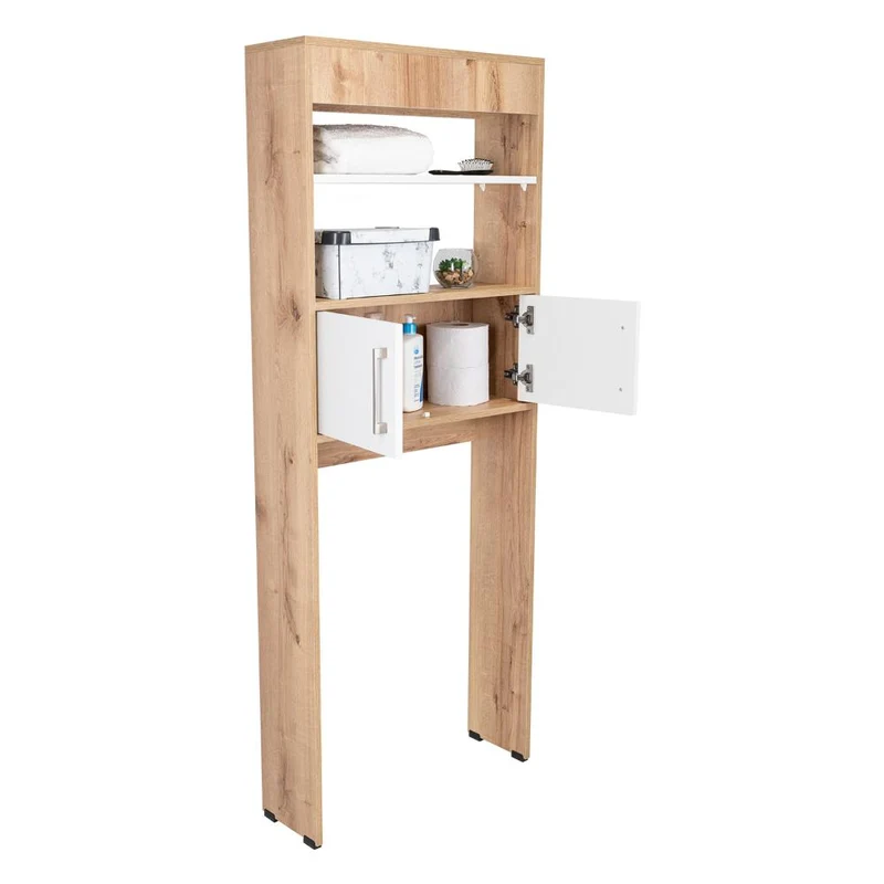 Gabinete de Baño Madrid, Blanco Duqueza y Café Claro, Ahorrador de Espacio