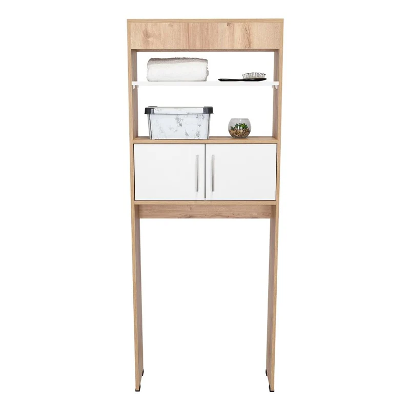 Gabinete de Baño Madrid, Blanco Duqueza y Café Claro, Ahorrador de Espacio