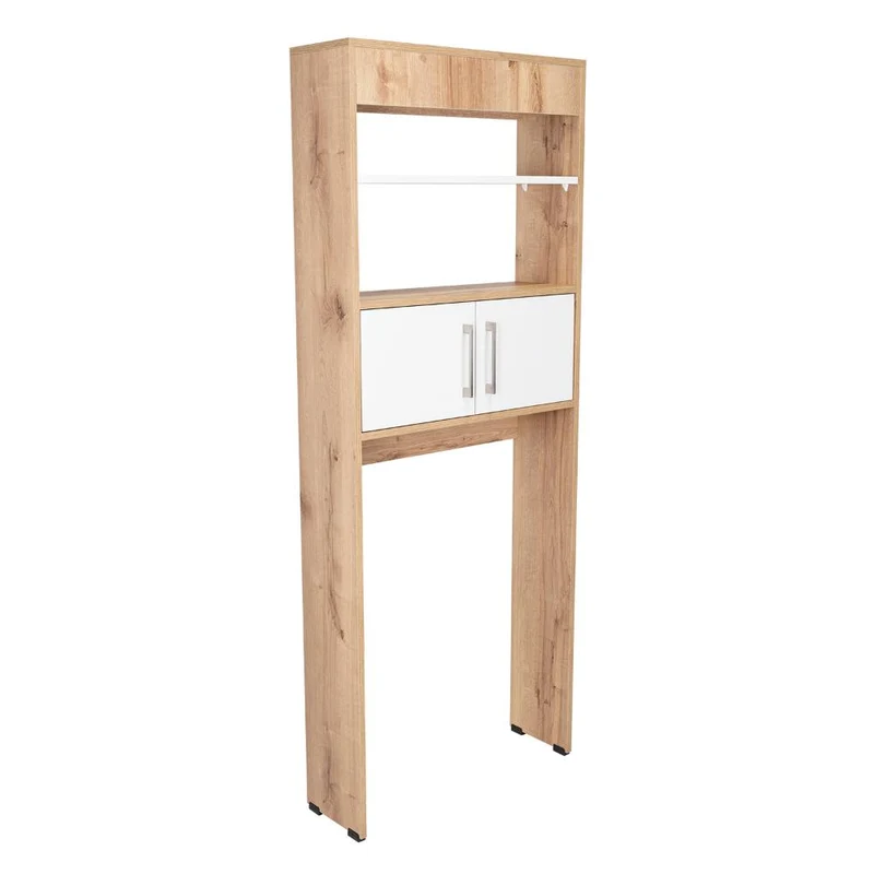 Gabinete de Baño Madrid, Blanco Duqueza y Café Claro, Ahorrador de Espacio