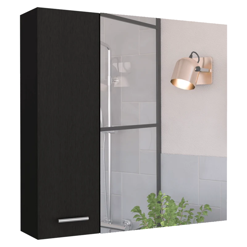 Gabinete de Baño Depp, Wengue, con Puerta Espejo Biselado y Dos Entrepaños ZF