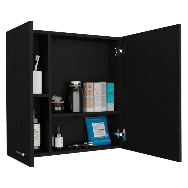 Gabinete de Baño Depp, Wengue, con Puerta Espejo Biselado y Dos Entrepaños ZF