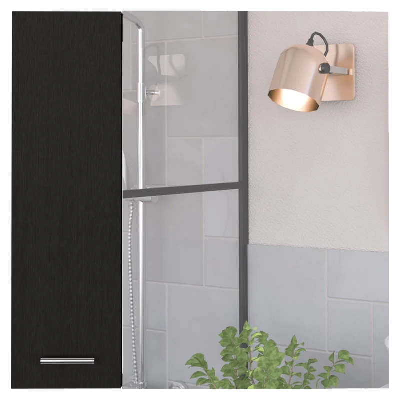 Gabinete de Baño Depp, Wengue, con Puerta Espejo Biselado y Dos Entrepaños ZF