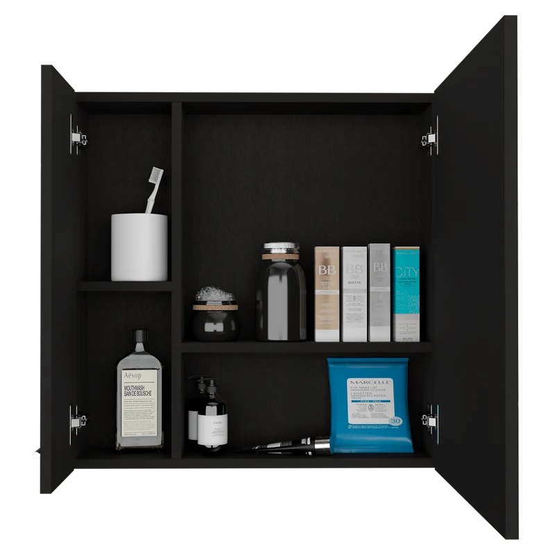 Gabinete de Baño Depp, Wengue, con Puerta Espejo Biselado y Dos Entrepaños ZF