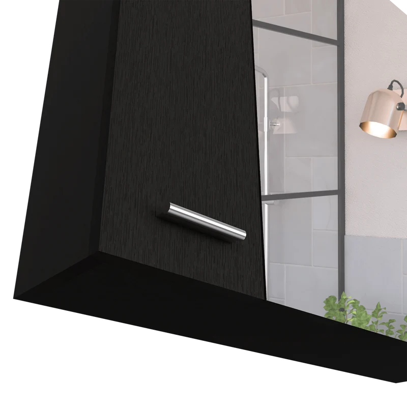 Gabinete de Baño Depp, Wengue, con Puerta Espejo Biselado y Dos Entrepaños ZF