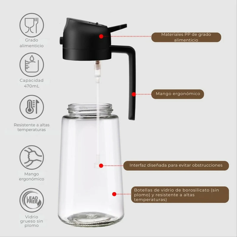 Botella Dispensador Aceite Atomizador 2en1 Pulverizador