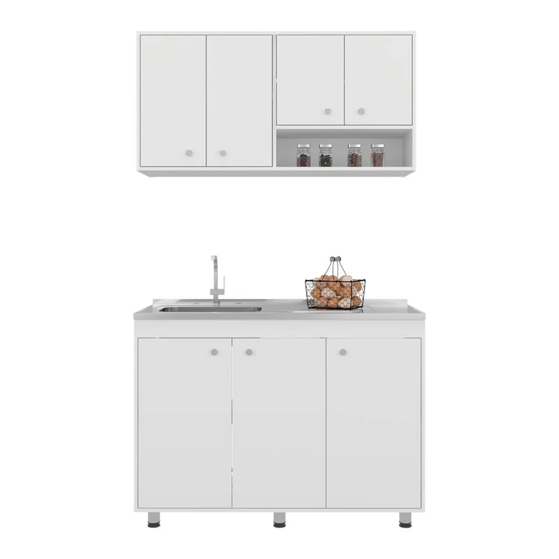 Cocina Completa Napoleon, Kronos Blanco, Incluye Módulo Superior con Dos Puertas Abatibles y Módulo Inferior con Tres Puertas Abatibles ZF
