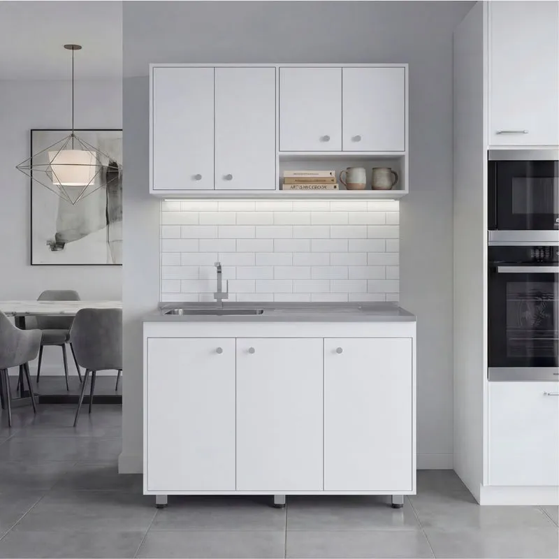 Cocina Completa Napoleon, Kronos Blanco, Incluye Módulo Superior con Dos Puertas Abatibles y Módulo Inferior con Tres Puertas Abatibles ZF