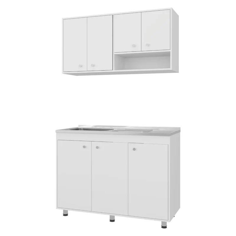 Cocina Completa Napoleon, Kronos Blanco, Incluye Módulo Superior con Dos Puertas Abatibles y Módulo Inferior con Tres Puertas Abatibles ZF