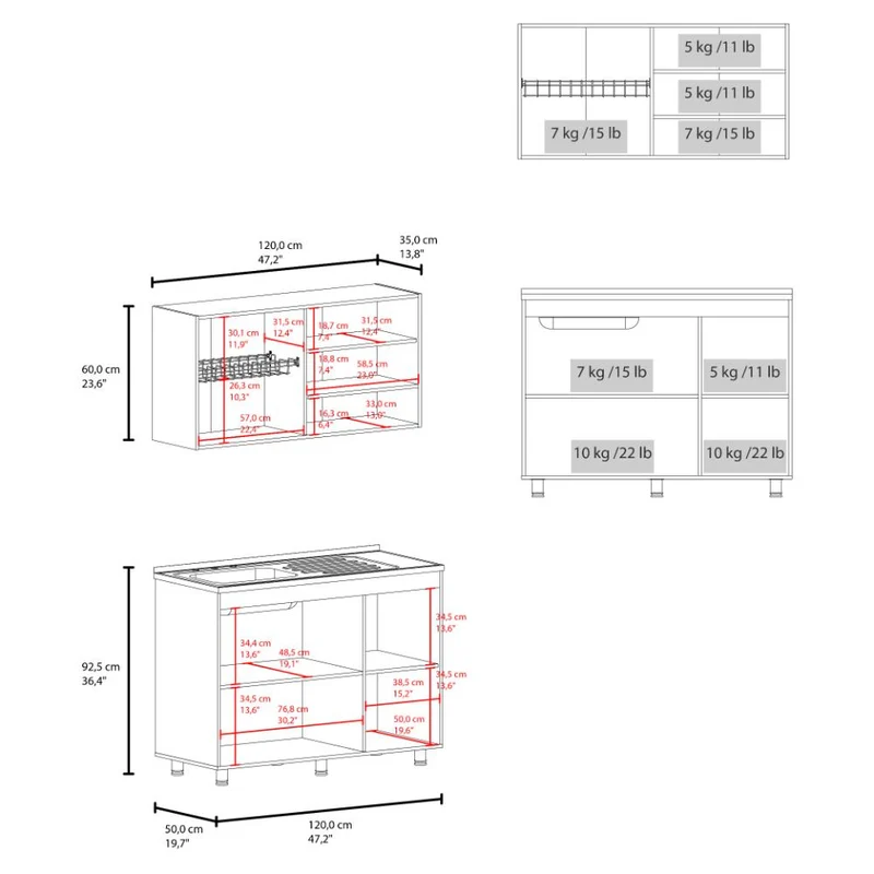 Cocina Completa Napoleon, Kronos Blanco, Incluye Módulo Superior con Dos Puertas Abatibles y Módulo Inferior con Tres Puertas Abatibles ZF