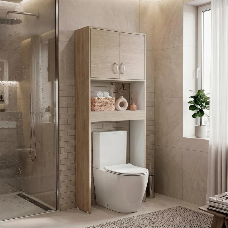 Gabinete de Baño Bristol 25, Cartagena y Blanco, Amplios Espacios para Colocar Objetos Decorativos ZF