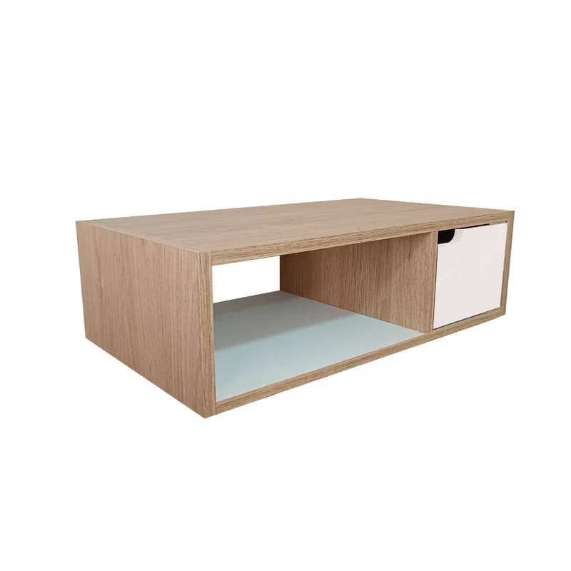 Repisa Trento Nórdica, Madera Natural y Blanco
