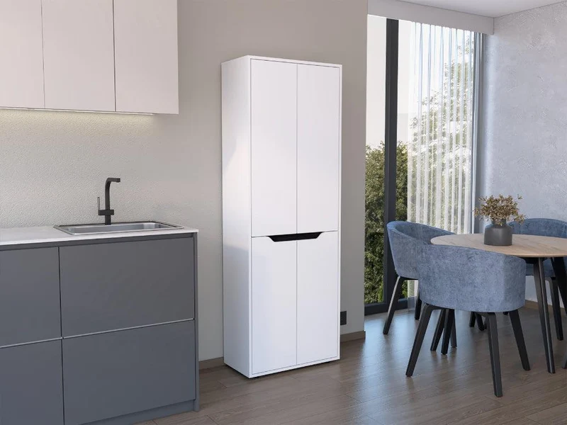 Alacena Gerg, Blanco y Wengue, con Espacio para Guardar Insumos y Utensilios de Cocina ZF