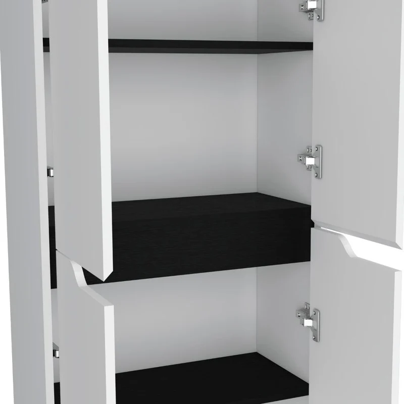 Alacena Gerg, Blanco y Wengue, con Espacio para Guardar Insumos y Utensilios de Cocina ZF
