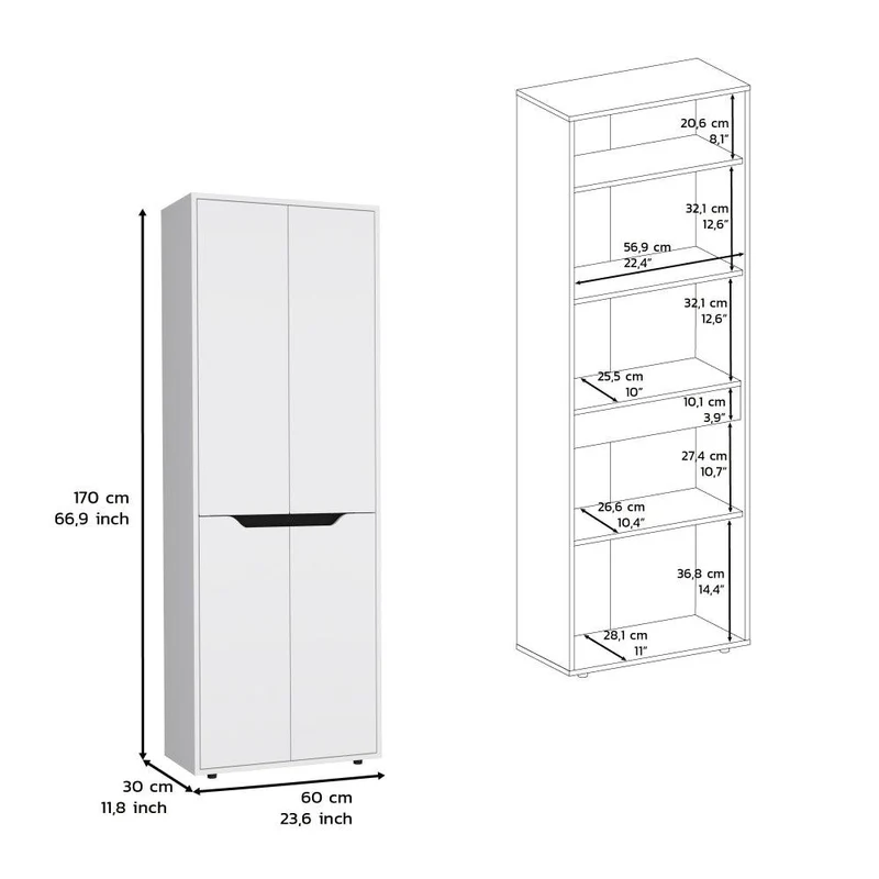 Alacena Gerg, Blanco y Wengue, con Espacio para Guardar Insumos y Utensilios de Cocina ZF
