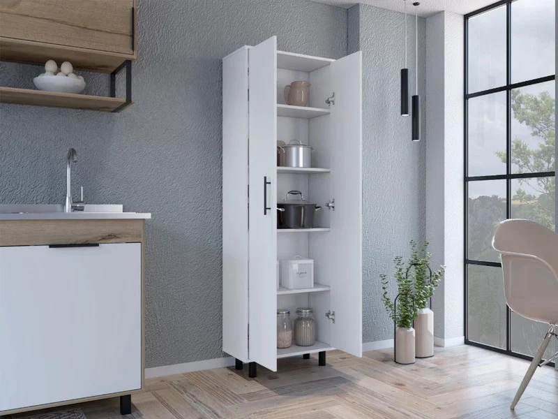 Alacena Cantabria, Blanco, con Cuatro Entrepaños para Guardar Alimentos ZF