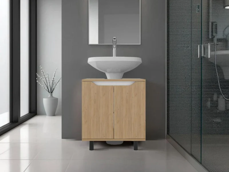 Mueble para Lavamanos Marlo, Kronos Fresno y Kronos Blanco, No Incluye Lavamanos