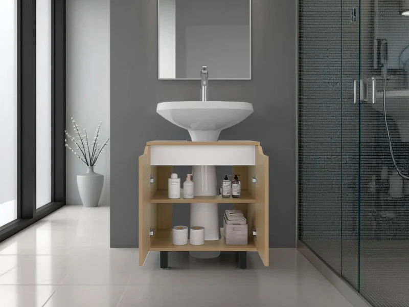 Mueble para Lavamanos Marlo, Kronos Fresno y Kronos Blanco, No Incluye Lavamanos