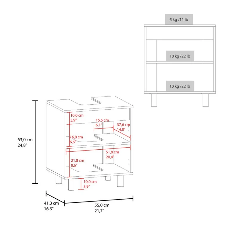 Mueble para Lavamanos Marlo, Kronos Fresno y Kronos Blanco, No Incluye Lavamanos