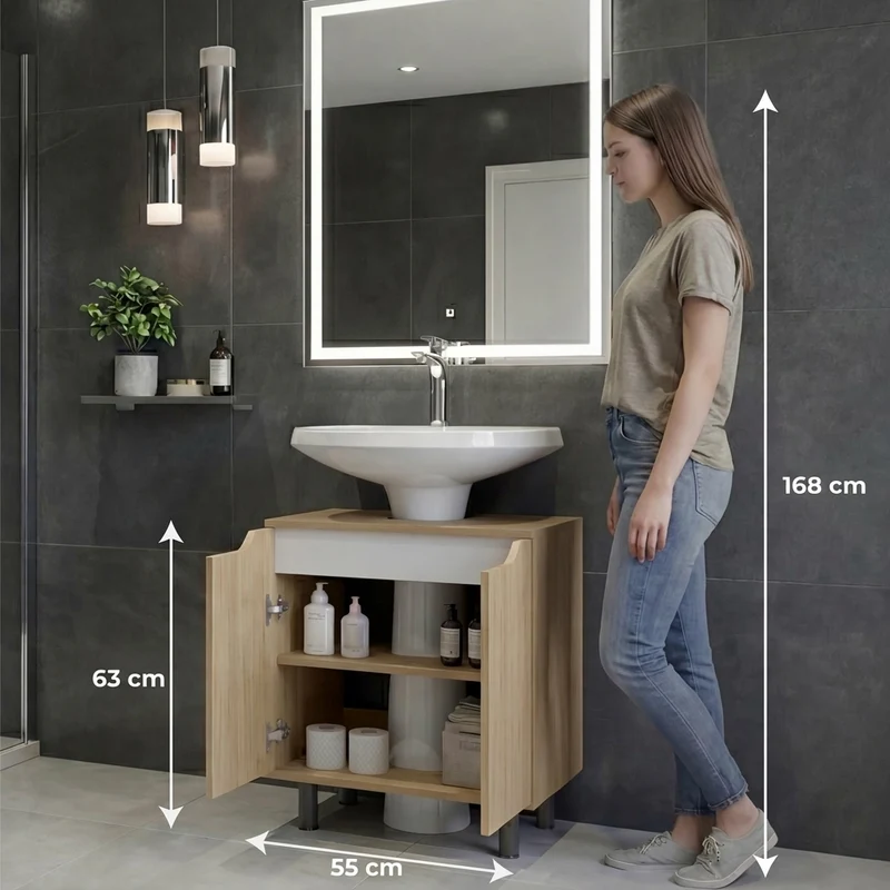 Mueble para Lavamanos Marlo, Kronos Fresno y Kronos Blanco, No Incluye Lavamanos