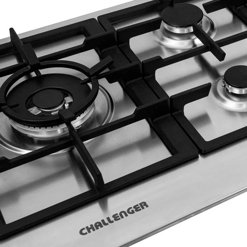Estufa de Empotrar Challenger 5 Puestos Gas Natural, Plateado