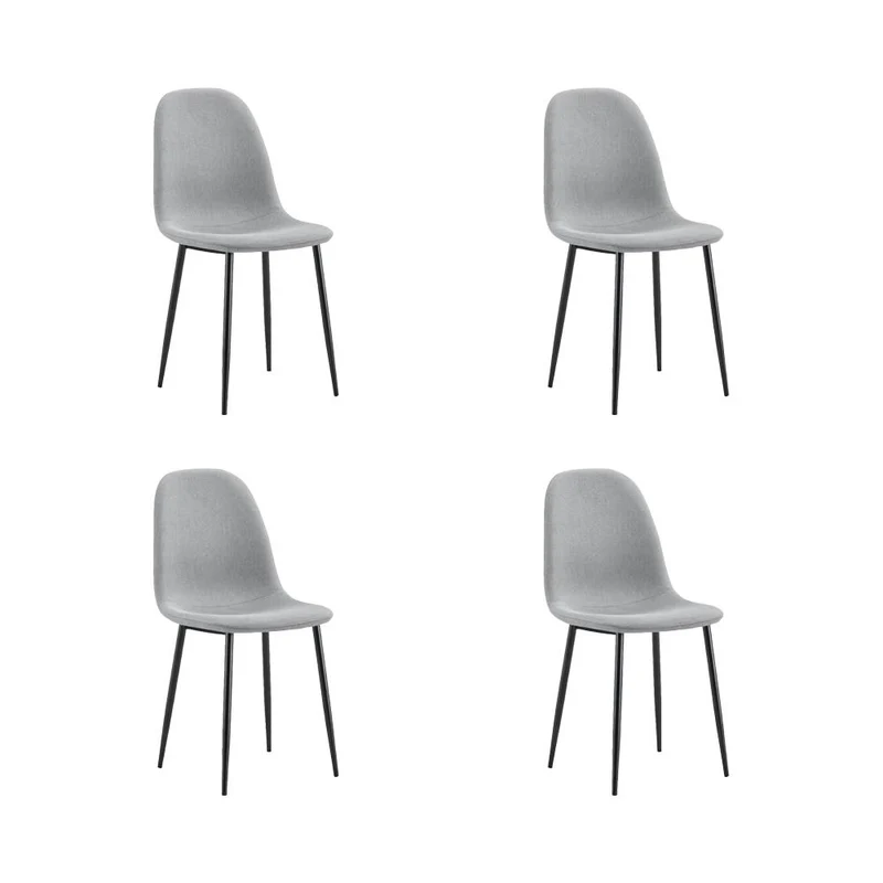 Set de 4 Sillas de Comedor Margarita, Gris, con Espaldar y Diseño Moderno