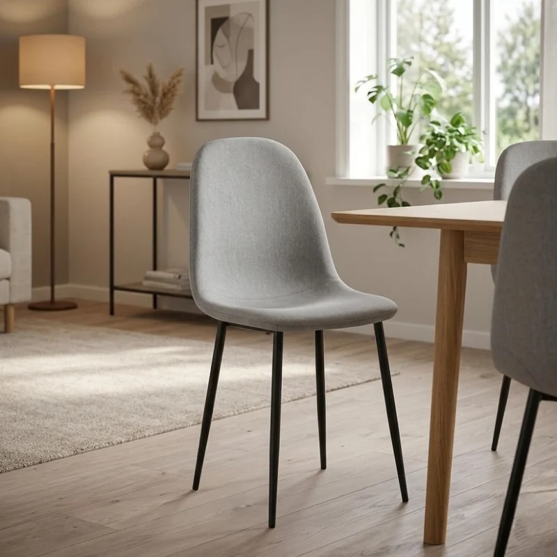Set de 4 Sillas de Comedor Margarita, Gris, con Espaldar y Diseño Moderno