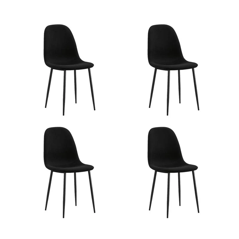 Set de 4 Sillas de Comedor Margarita, Negro, con Espaldar y Diseño Moderno