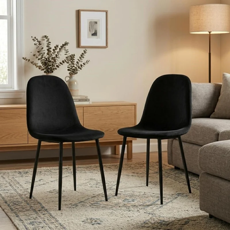 Set de 4 Sillas de Comedor Margarita, Negro, con Espaldar y Diseño Moderno