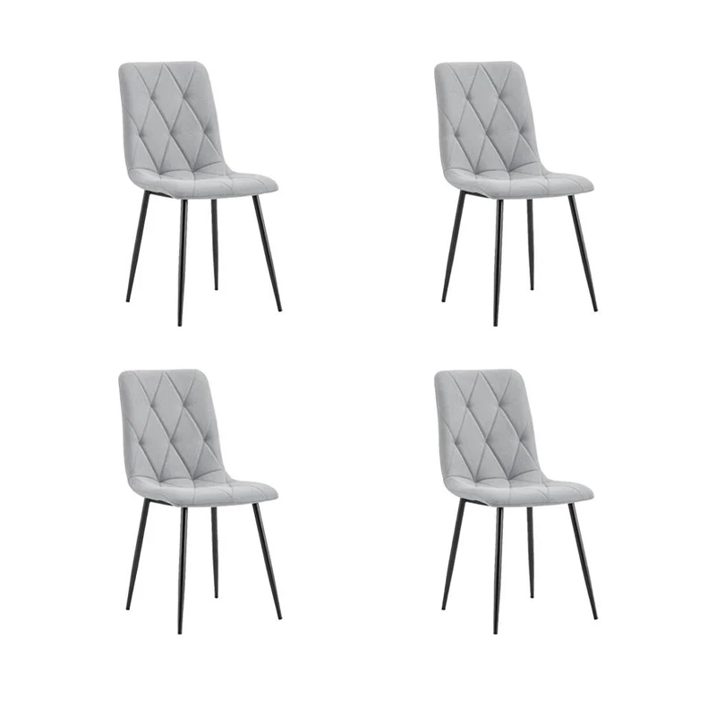Set de 4 Sillas de Comedor Napoles, Gris, con Espaldar y Diseño Moderno