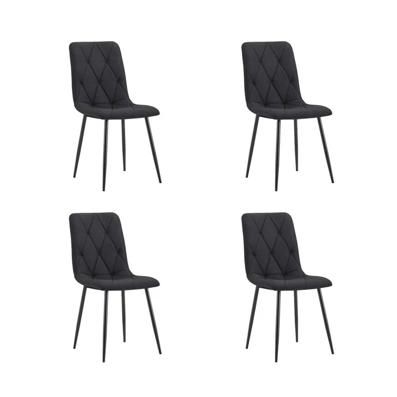 Set de 4 Sillas de Comedor Napoles, Negro, con Espaldar y Diseño Moderno
