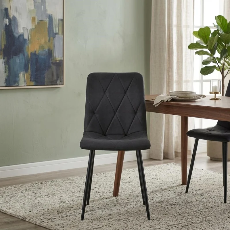 Set de 4 Sillas de Comedor Napoles, Negro, con Espaldar y Diseño Moderno