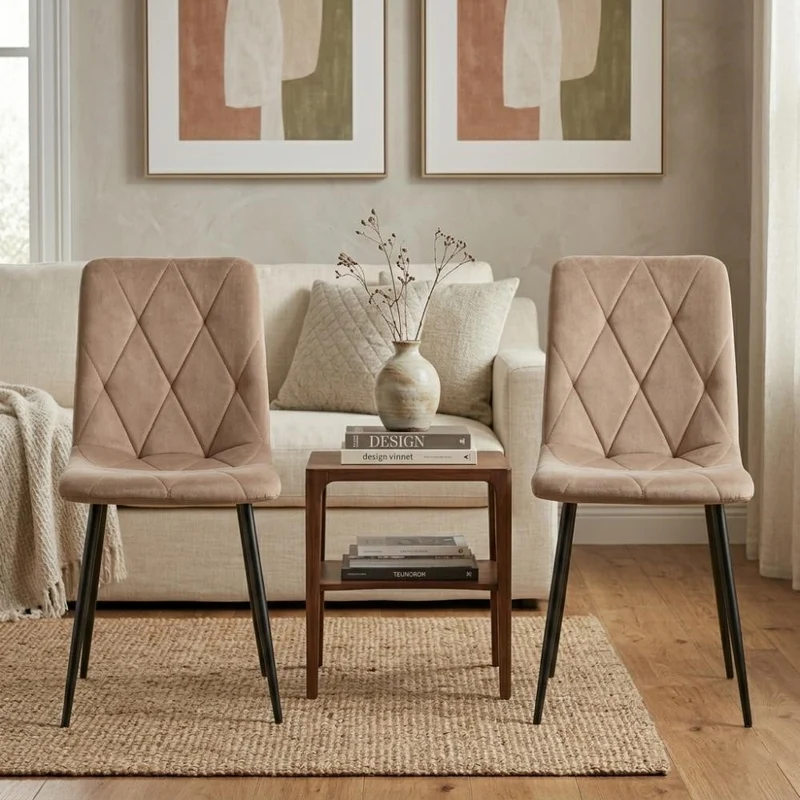 Set de 4 Sillas de Comedor Napoles, Café, con Espaldar y Diseño Moderno