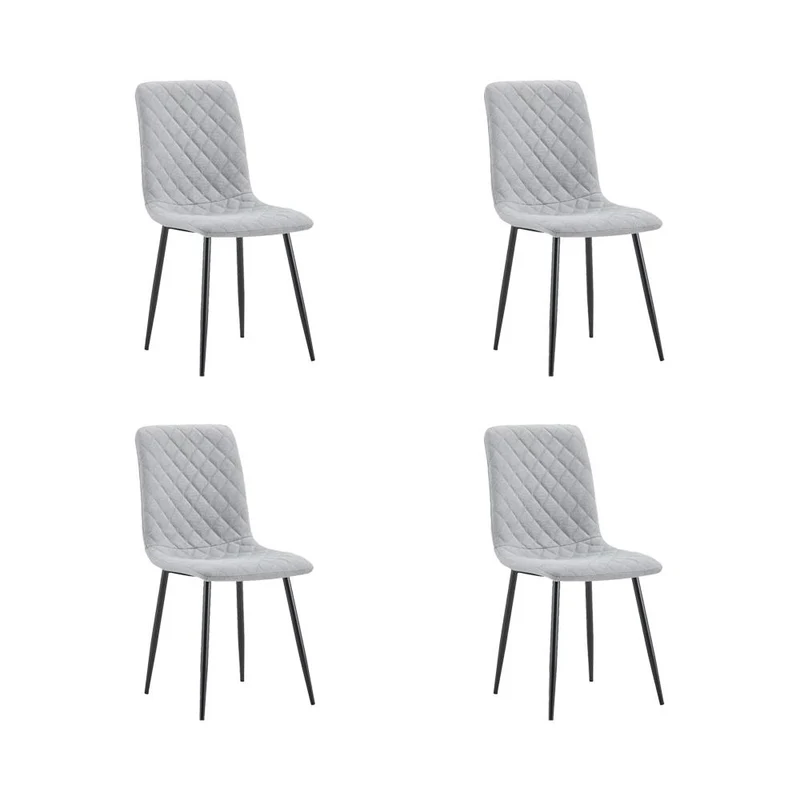 Set de 4 Sillas de Comedor Sorrento, Gris Claro, con Espaldar y Diseño Moderno