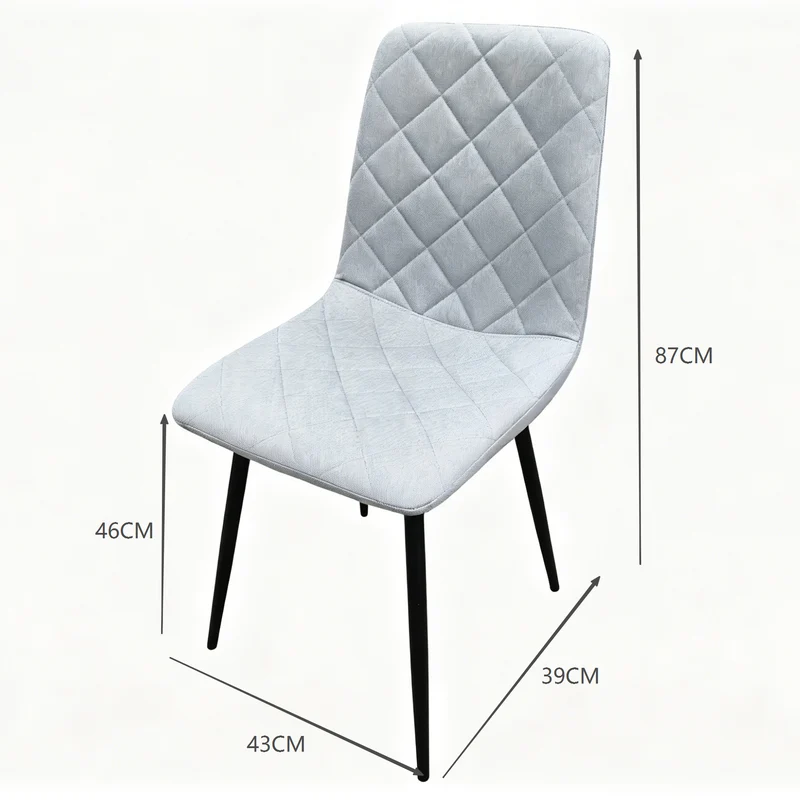 Set de 4 Sillas de Comedor Sorrento, Gris Claro, con Espaldar y Diseño Moderno