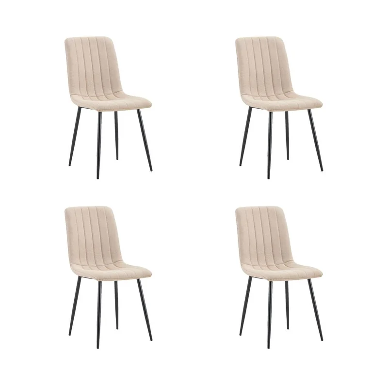 Set de 4 Sillas de Comedor Lusitano, Beige, con Espaldar y Diseño Moderno