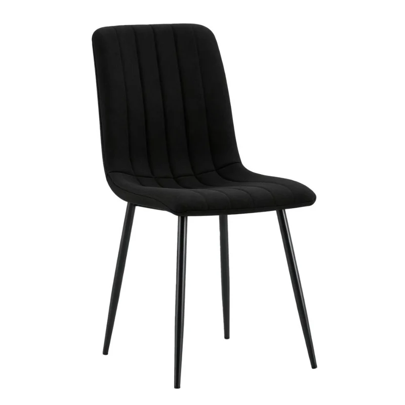 Set de 4 Sillas de Comedor Lusitano, Negro, con Espaldar y Diseño Moderno