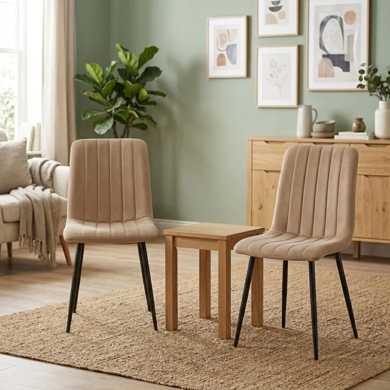 Set de 4 Sillas de Comedor Lusitano, Café, con Espaldar y Diseño Moderno